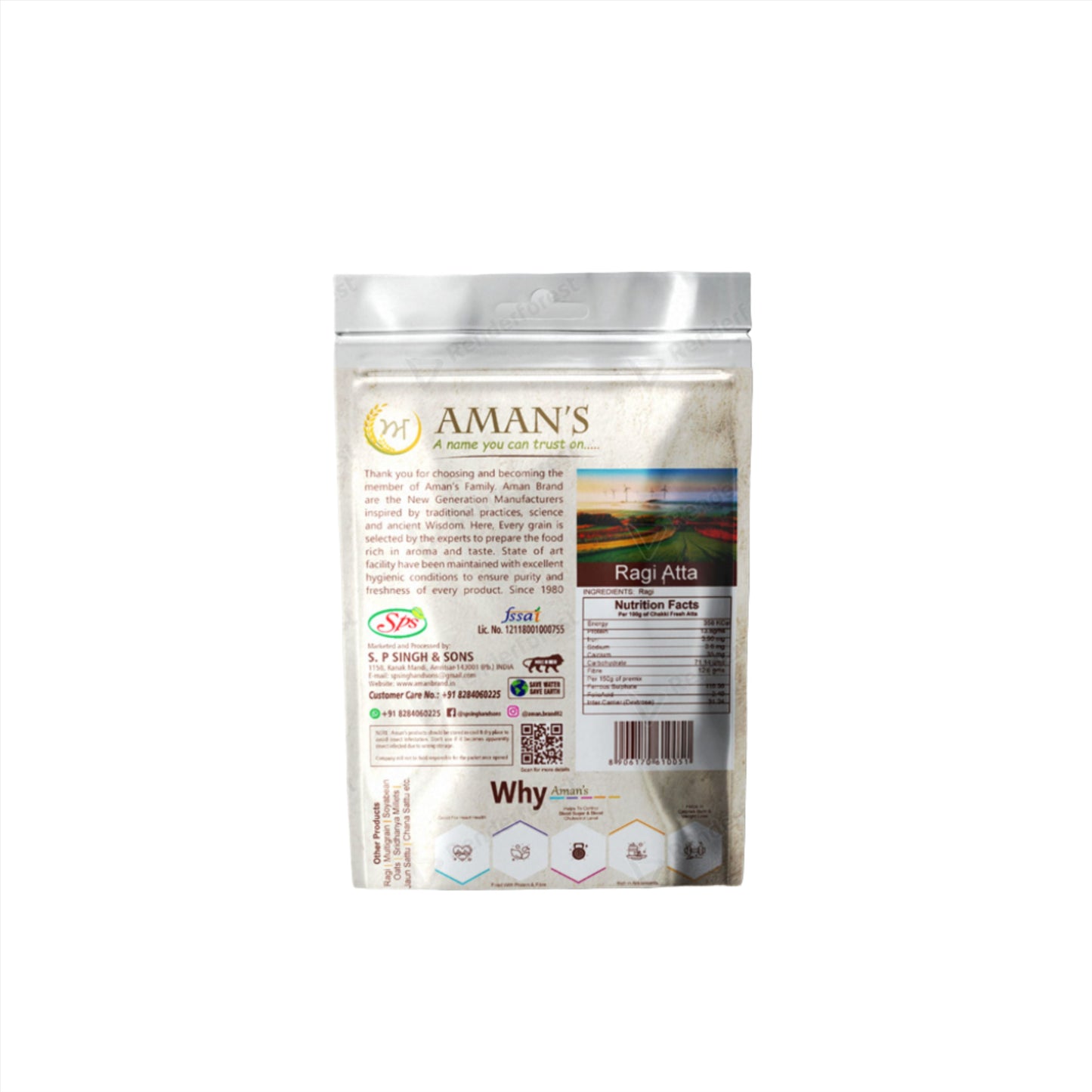 Aman Ragi Flour/ Ragi Atta/ Muddal Atta/ Finger Millet Flour