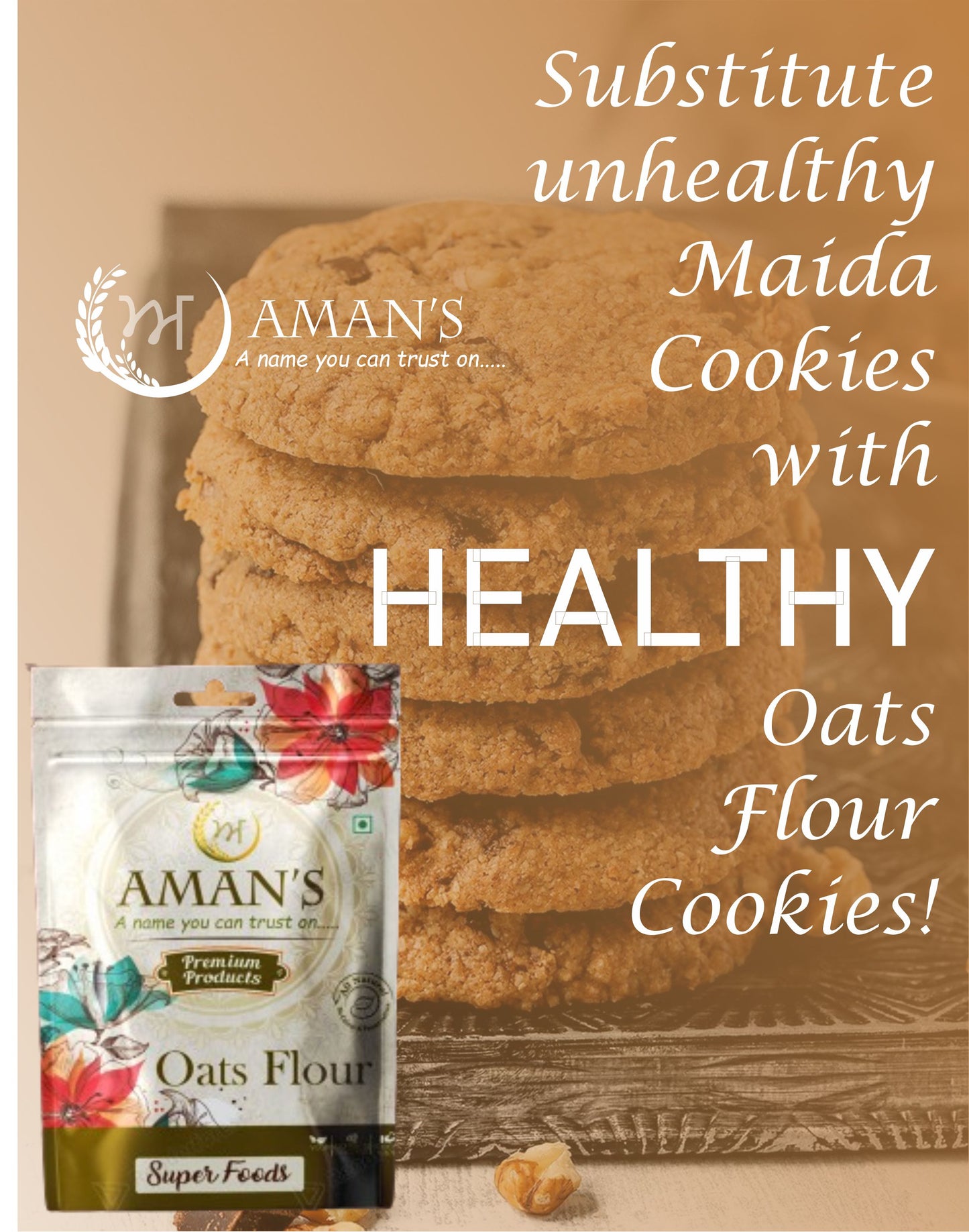 Aman Oats Flour/Oat Bran Flour/ Oatmeal Flour.